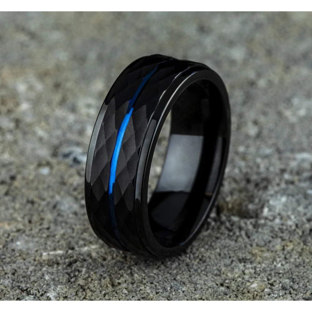 The Mcclane Men's Wedding Band in Black Cobalt - 8mm Width by Forge - Image 4