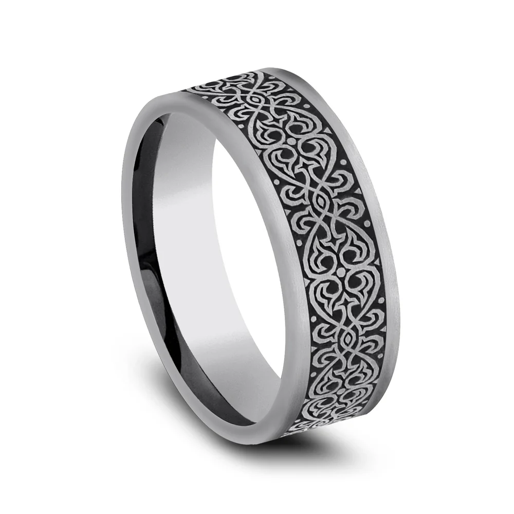 The Mihrab Men's Wedding Band in Tungsten - 7mm Width by Forge - Image 2