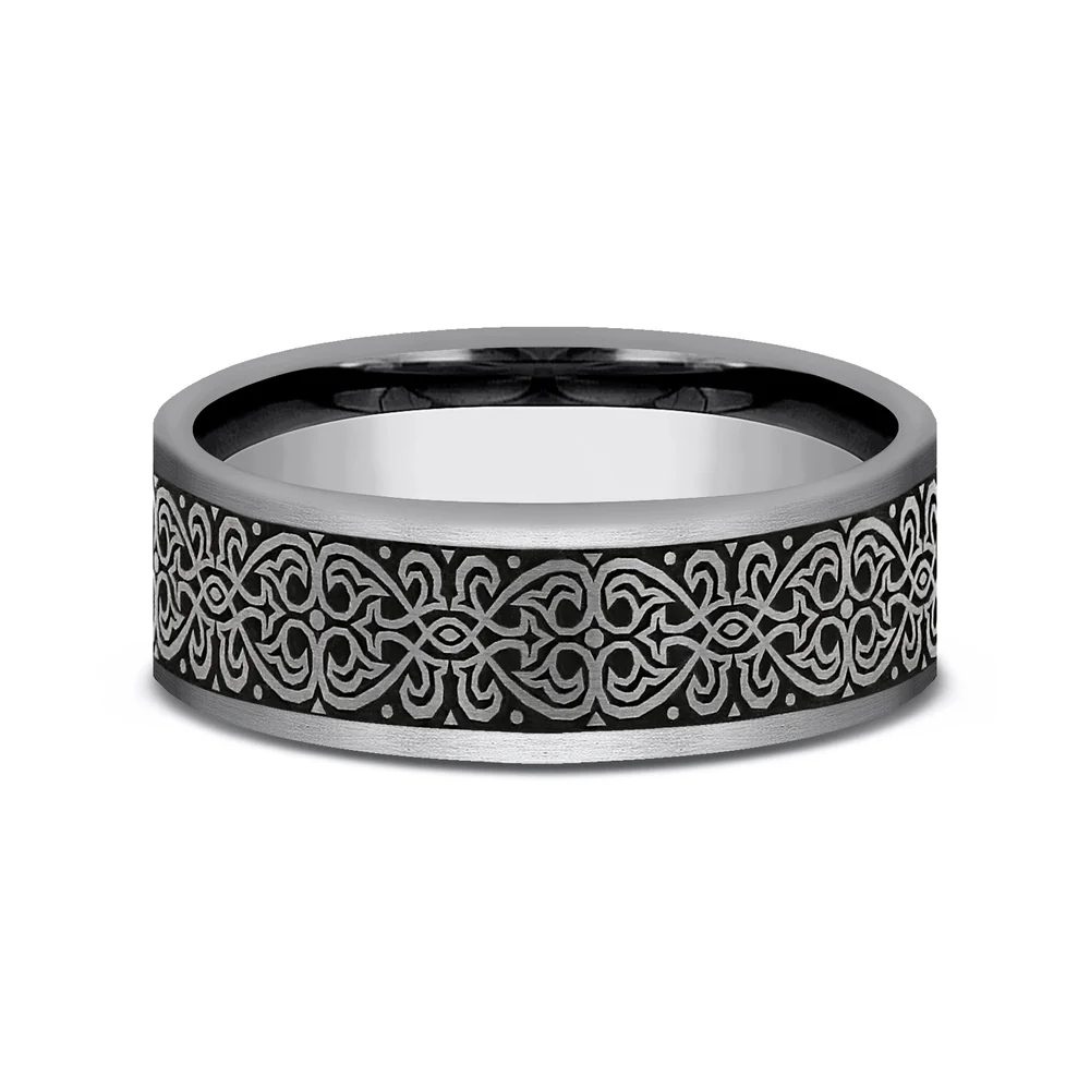 The Mihrab Men's Wedding Band in Tungsten - 7mm Width by Forge - Image 3