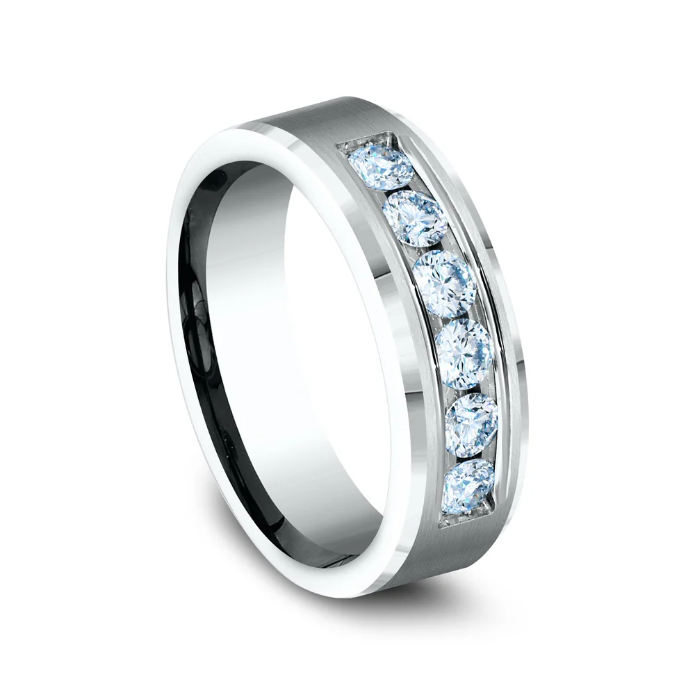The Monarch Men's Wedding Band in 14K White Gold - 7mm Width by Benchmark - Image 2