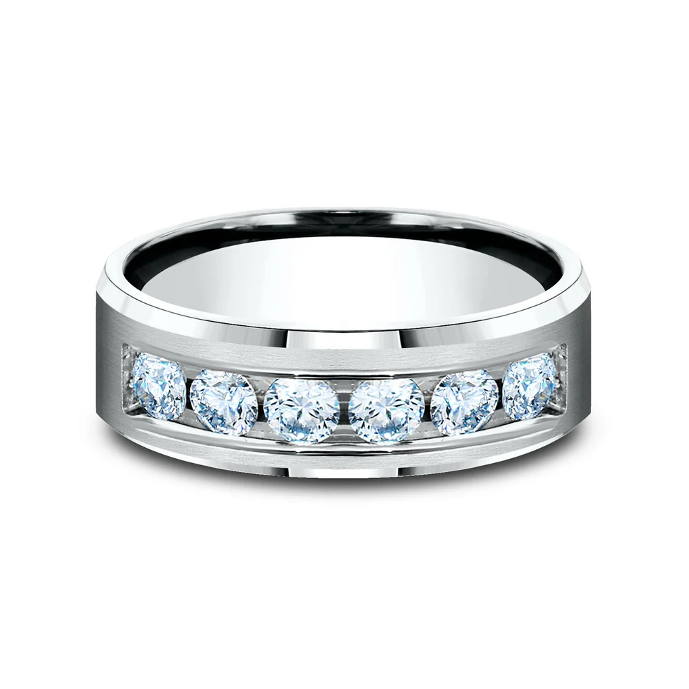 The Monarch Men's Wedding Band in 14K White Gold - 7mm Width by Benchmark - Image 3