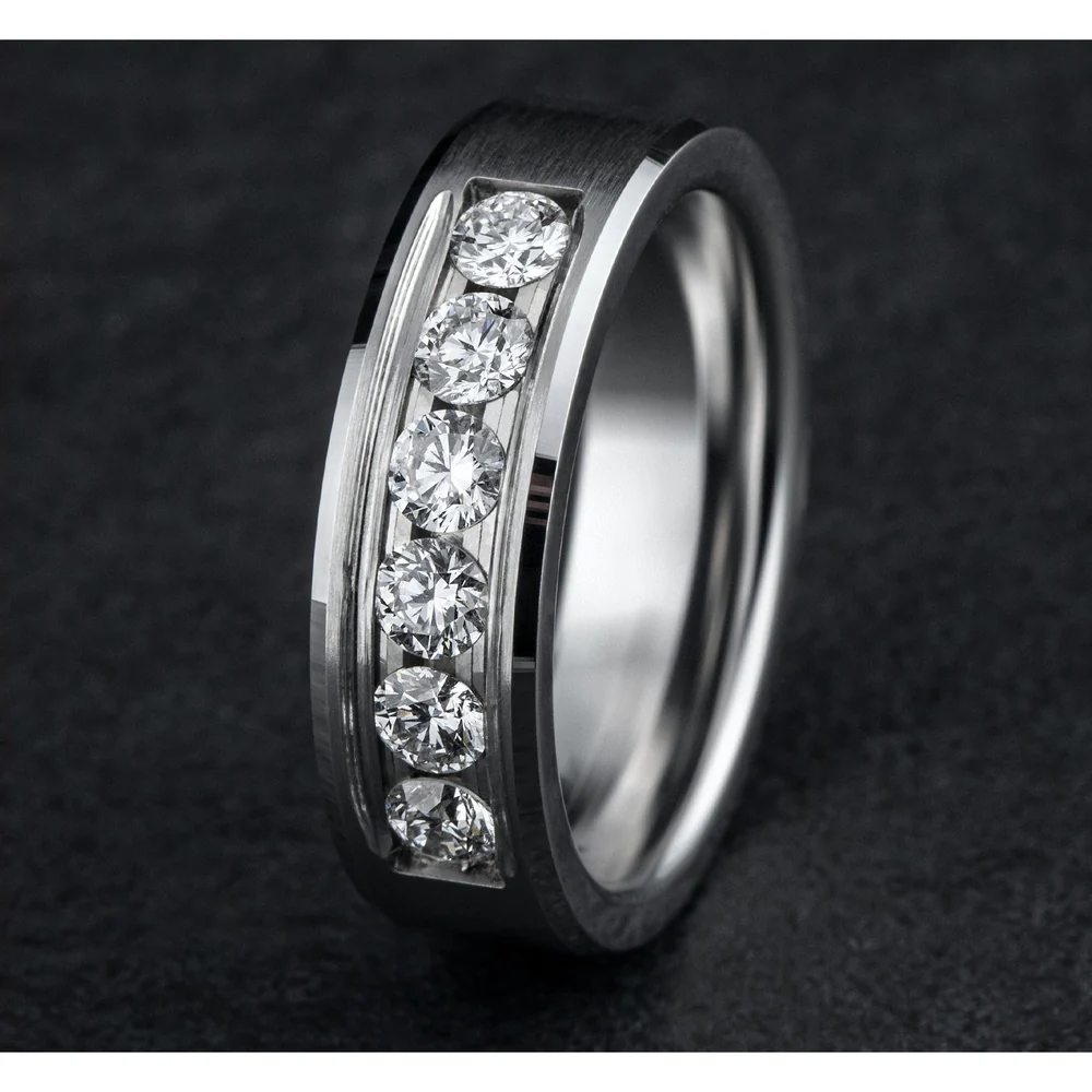 The Monarch Men's Wedding Band in 14K White Gold - 7mm Width by Benchmark - Image 4