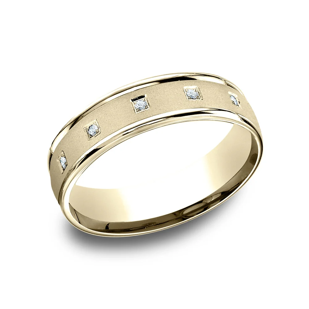 The Monroe Men's Wedding Band in 14K Yellow Gold - 6mm Width by Benchmark