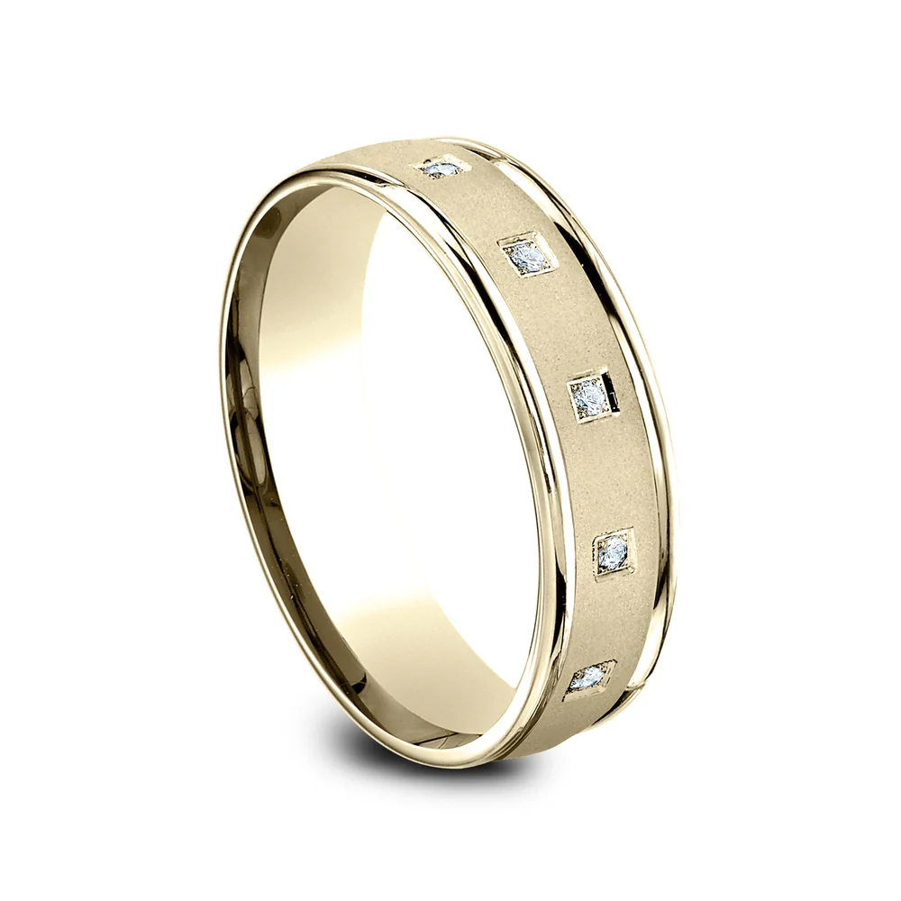 The Monroe Men's Wedding Band in 14K Yellow Gold - 6mm Width by Benchmark - Image 2