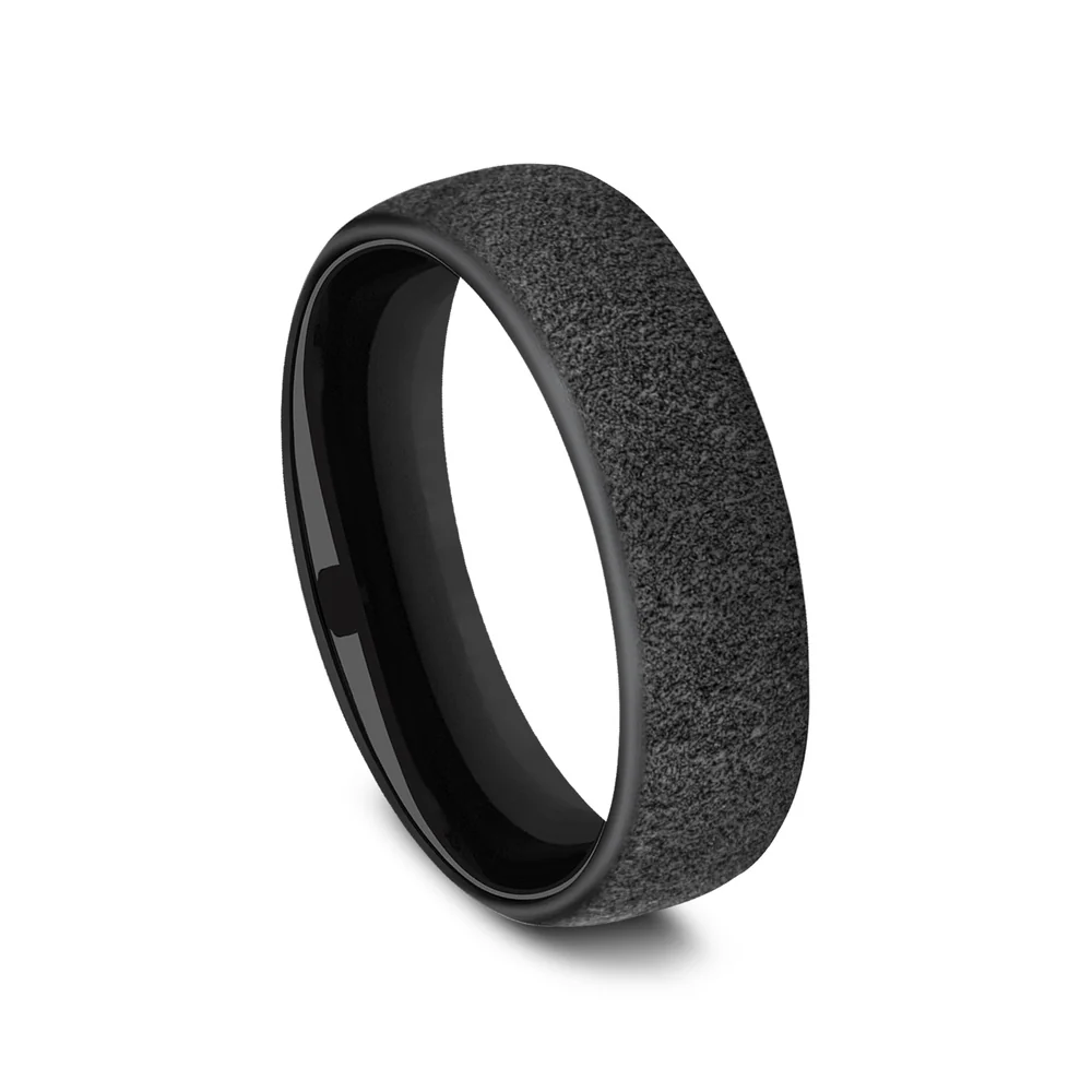 The Mortar Men's Wedding Band in Black Titanium - 6.5mm Width by Forge - Image 2