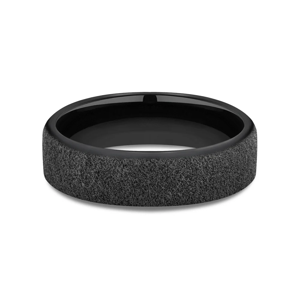 The Mortar Men's Wedding Band in Black Titanium - 6.5mm Width by Forge - Image 3