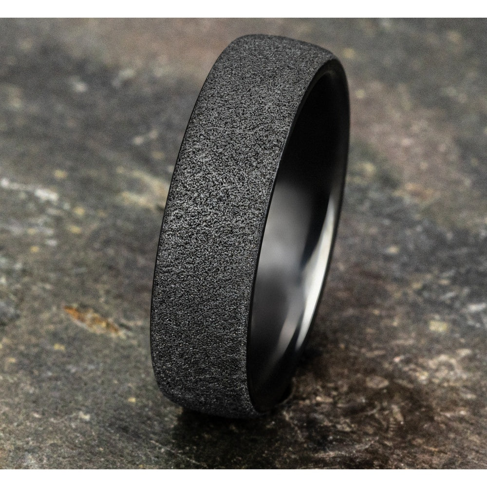 The Mortar Men's Wedding Band in Black Titanium - 6.5mm Width by Forge - Image 4