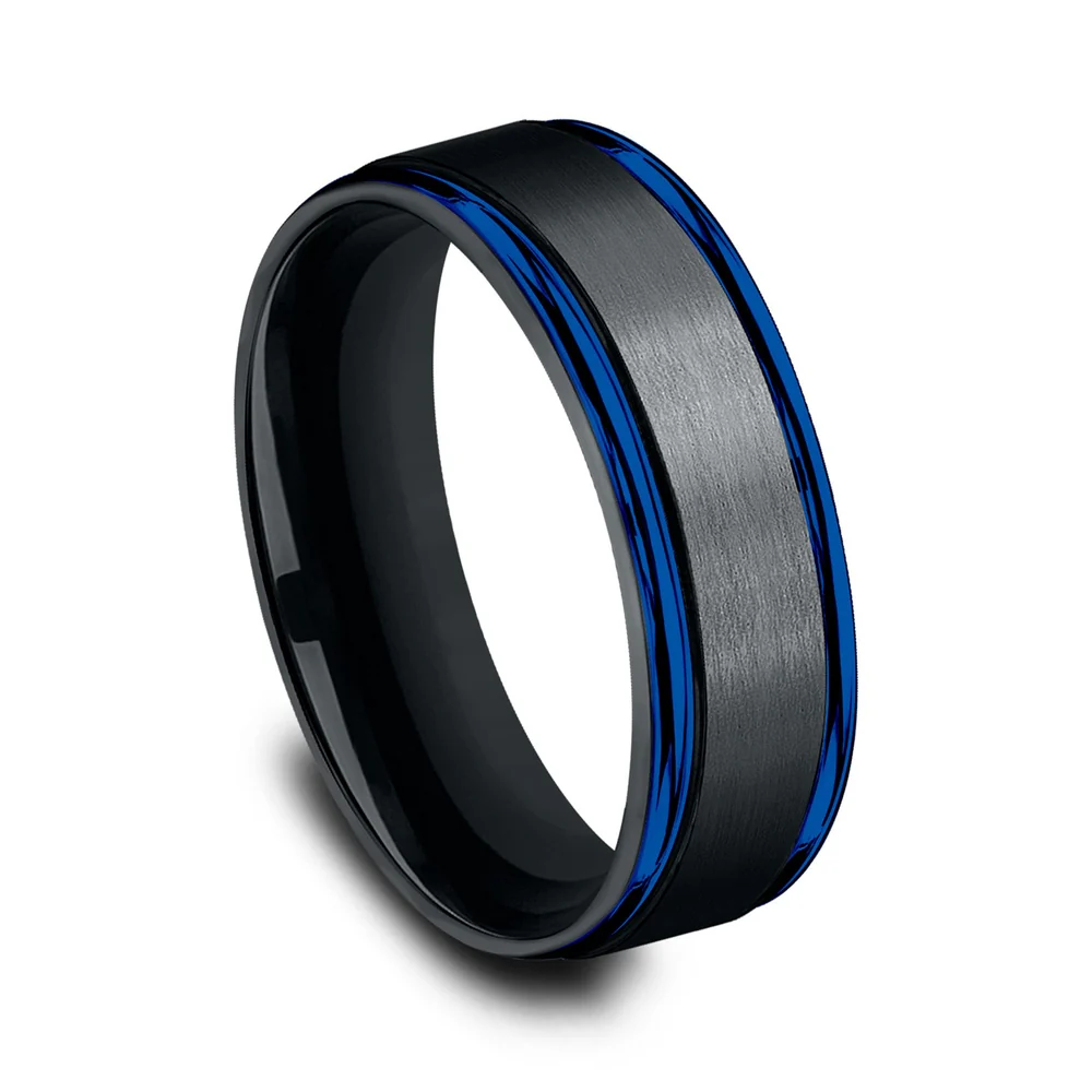 The Nightfall Men's Wedding Band in Black Cobalt - 7mm Width by Forge - Image 2