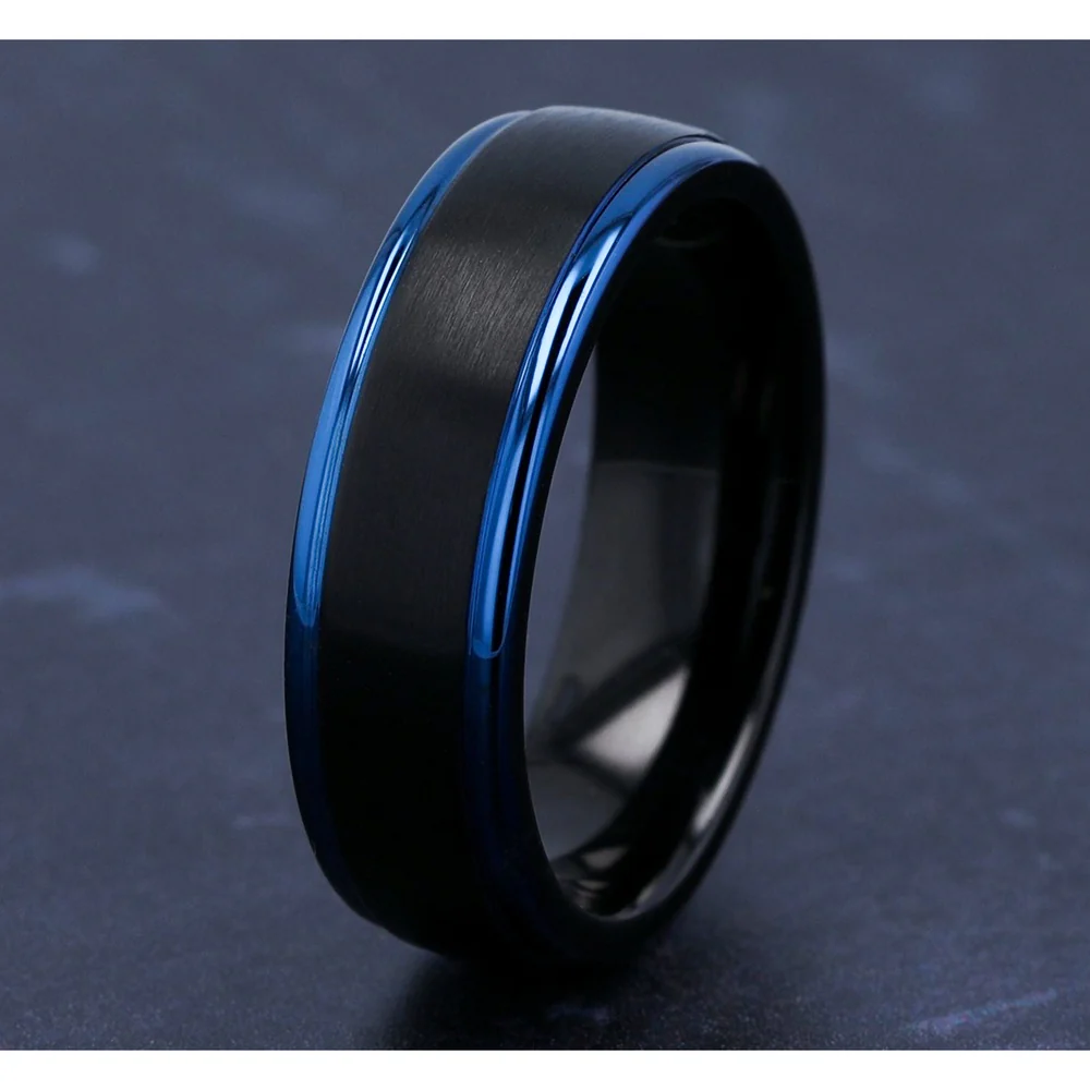 The Nightfall Men's Wedding Band in Black Cobalt - 7mm Width by Forge - Image 4