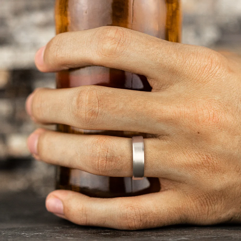 The Nobleman Men's Wedding Band in 14K Rose and White Gold - 6.5mm Width by Benchmark - Image 5