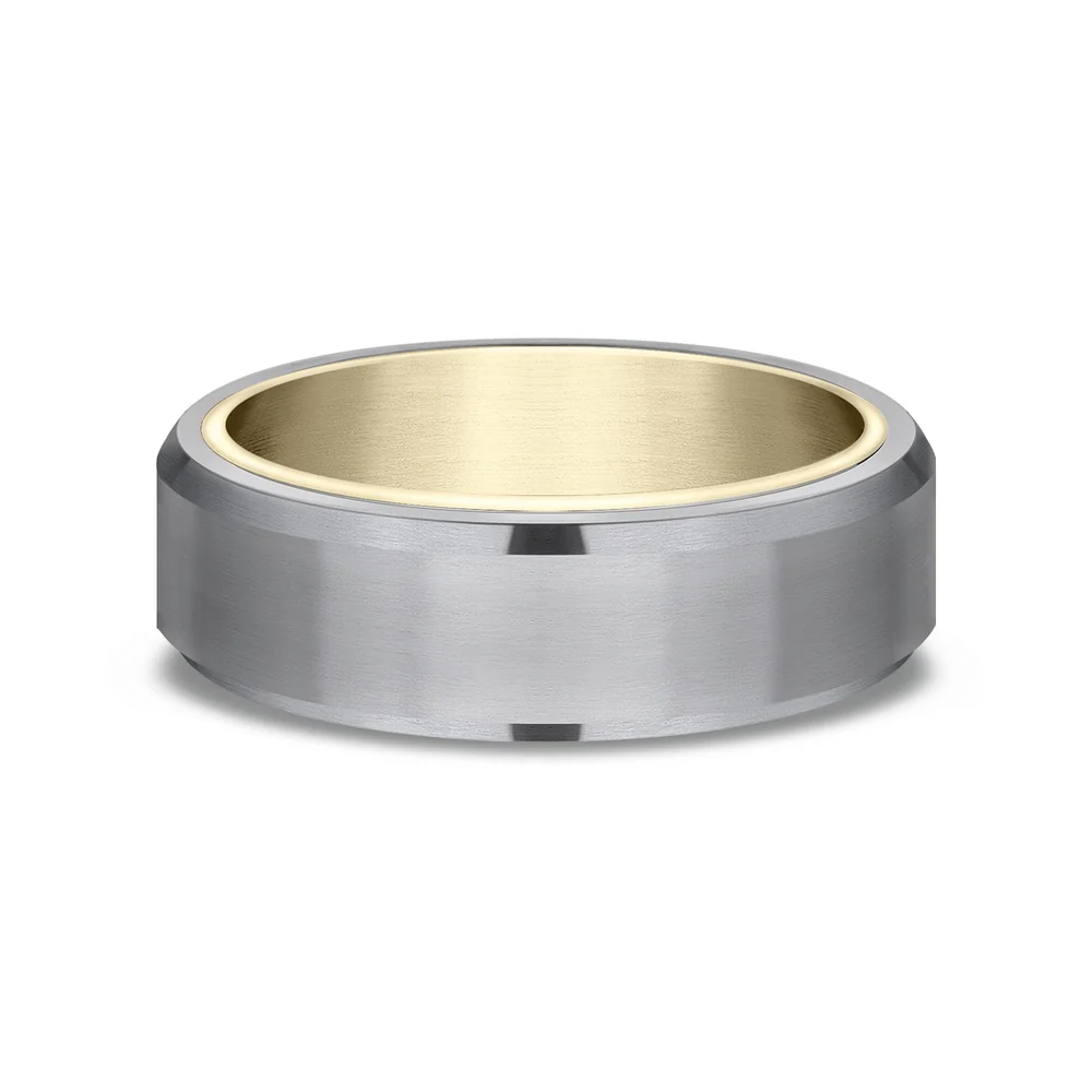 The Nobleman Men's Wedding Band in 14K Yellow Gold and Grey Tantalum - 6.5mm Width by Ammara Stone - Image 3