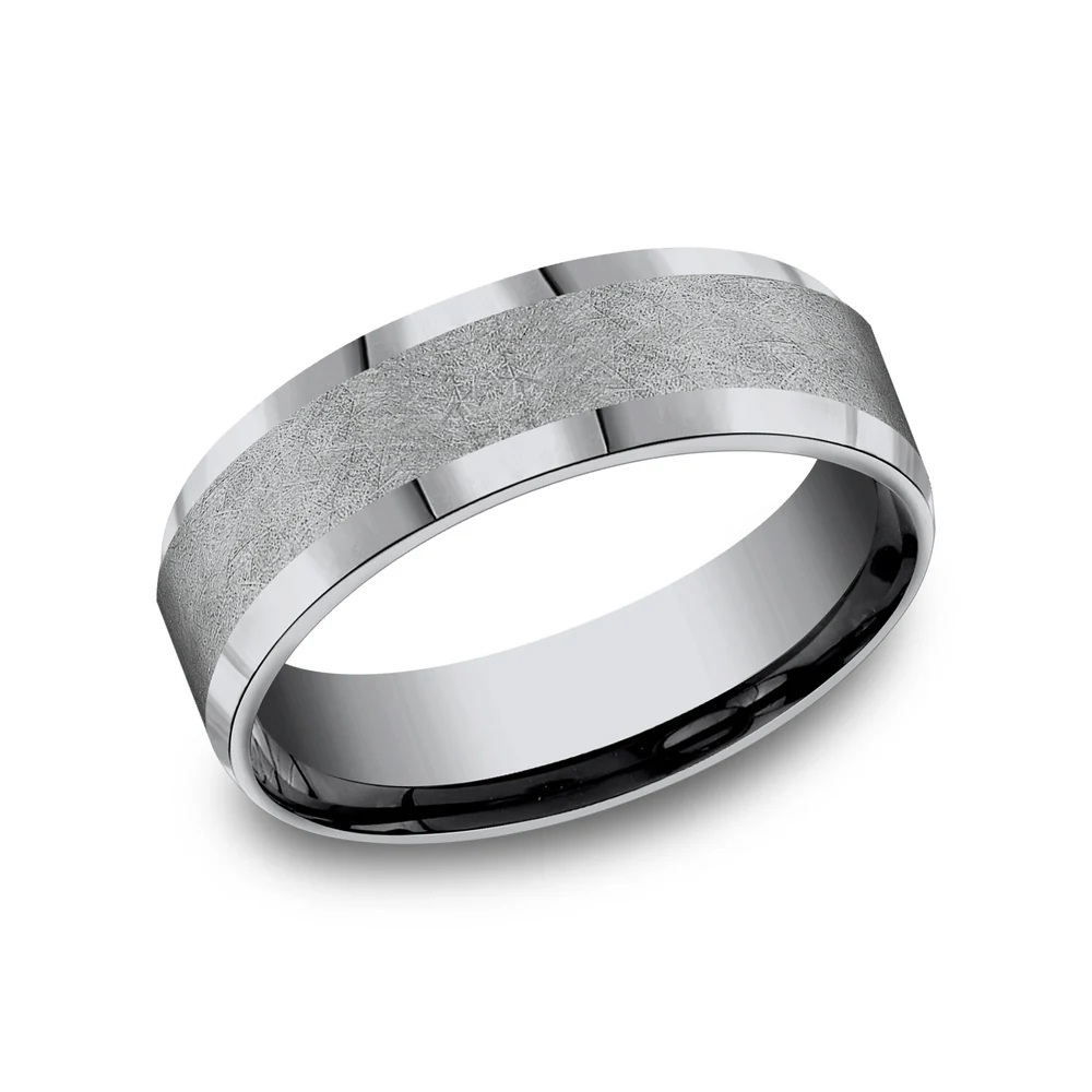 The Officer Men's Wedding Band in Grey Tantalum - 7mm Width by Tantalum