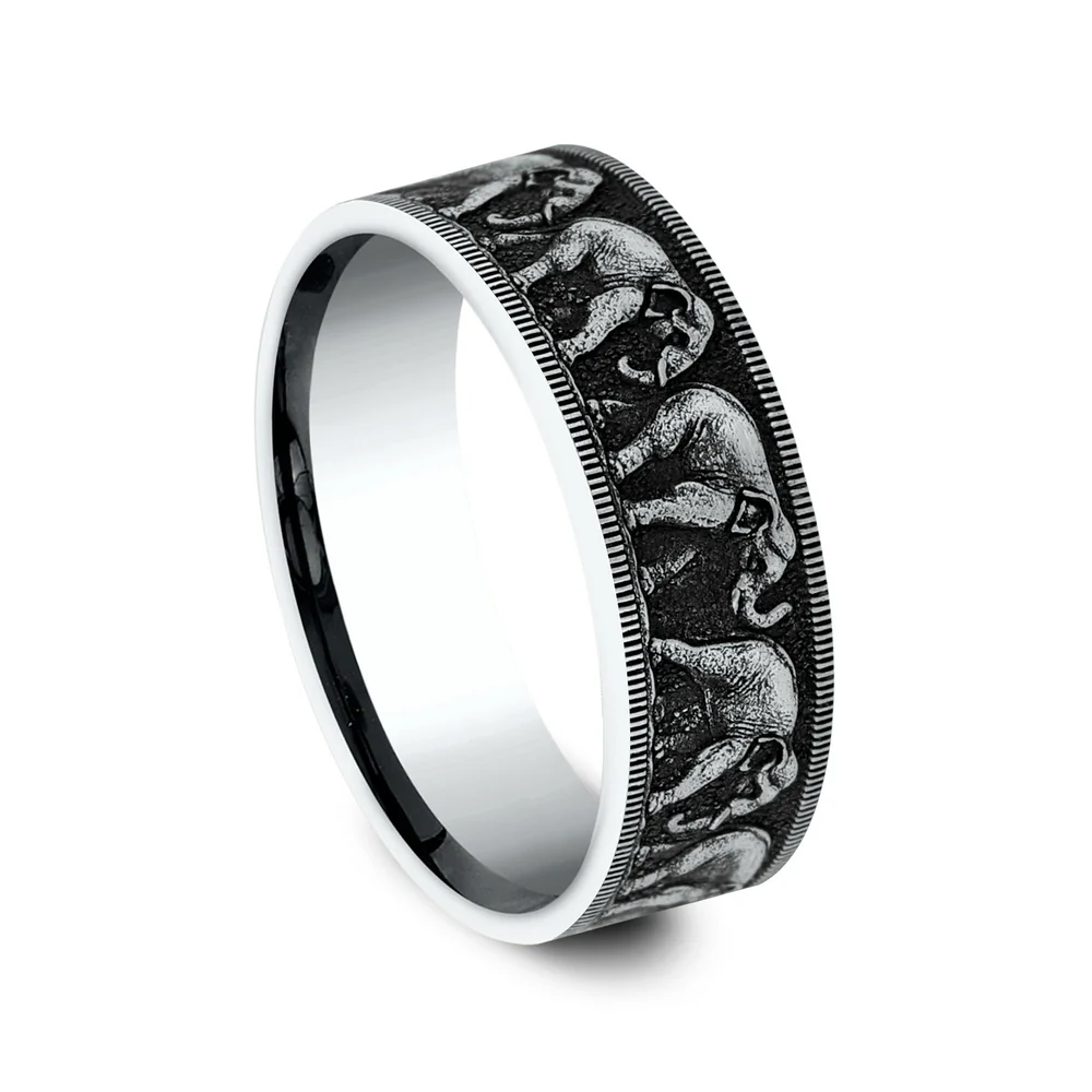 The Olifant Men's Wedding Band in 14K White Gold - 8mm Width by Brook and Branch - Image 2