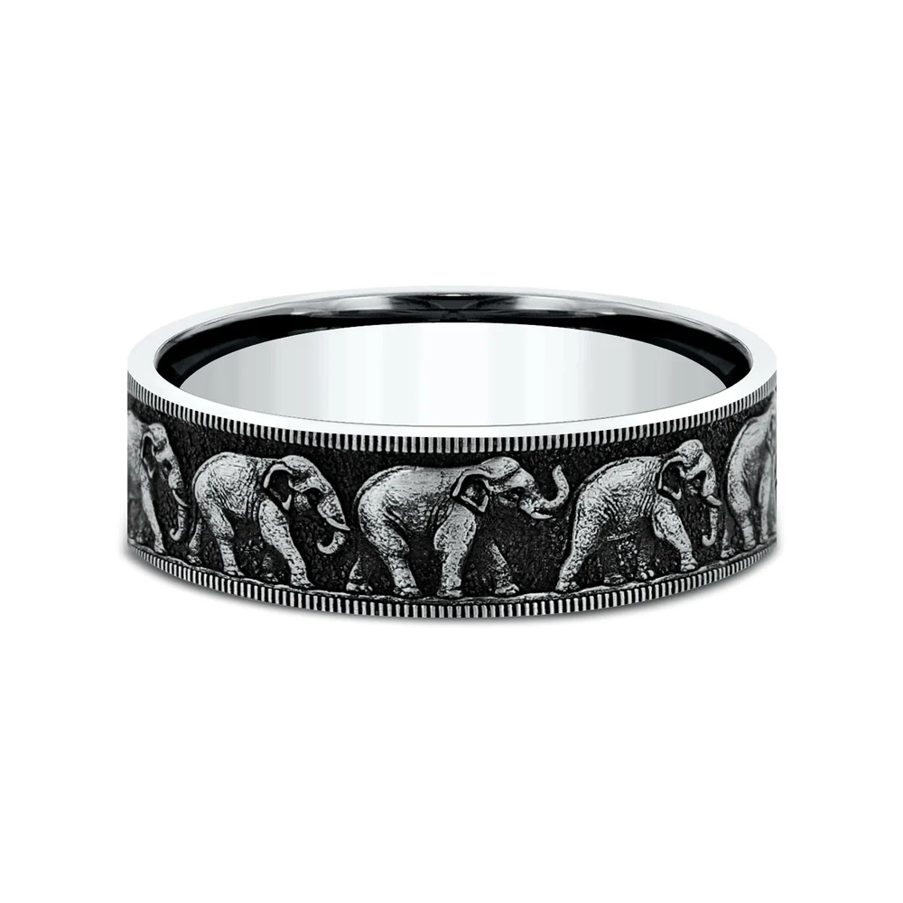 The Olifant Men's Wedding Band in 14K White Gold - 8mm Width by Brook and Branch - Image 3