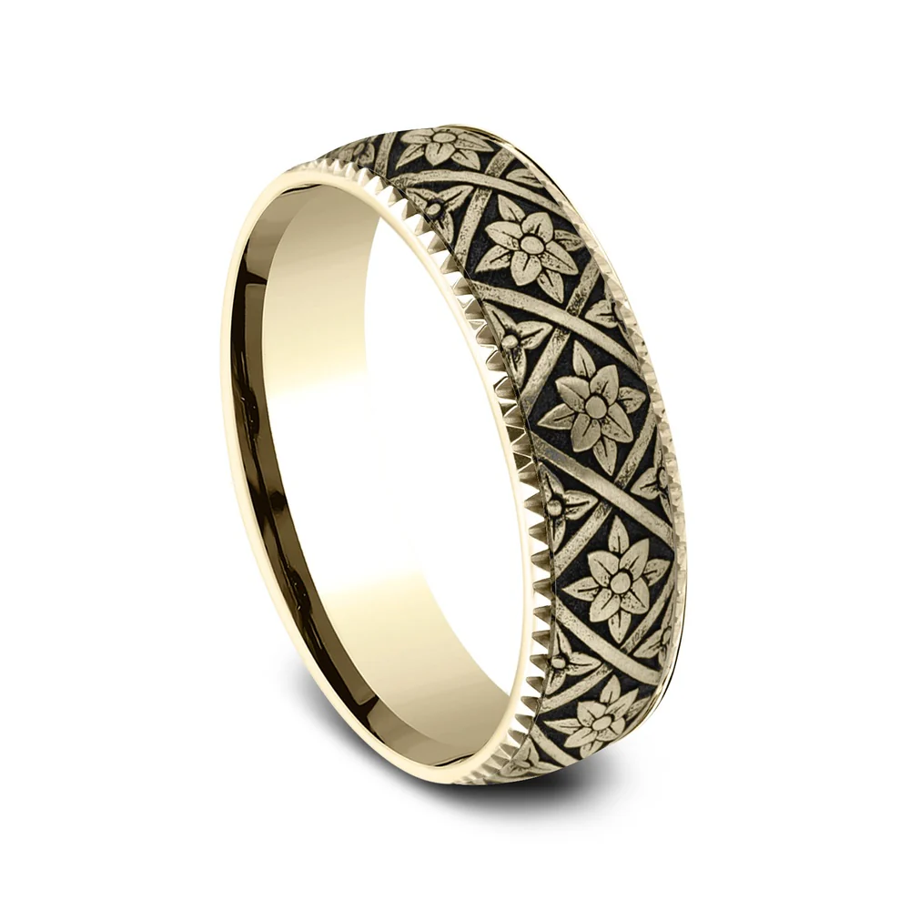 The Ottoman Column Men's Wedding Band in 14K Yellow Gold - 6.5mm Width by Benchmark - Image 2