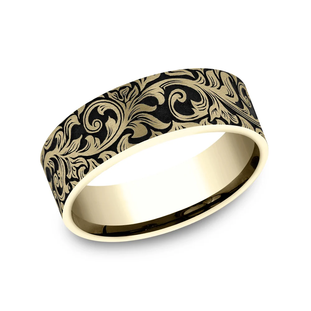 The Overlord Men's Wedding Band in 14K Yellow Gold - 8mm Width by Benchmark