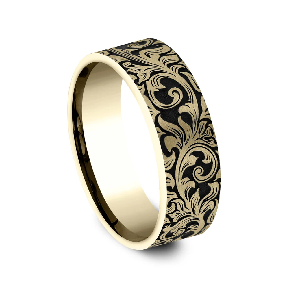 The Overlord Men's Wedding Band in 14K Yellow Gold - 8mm Width by Benchmark - Image 2
