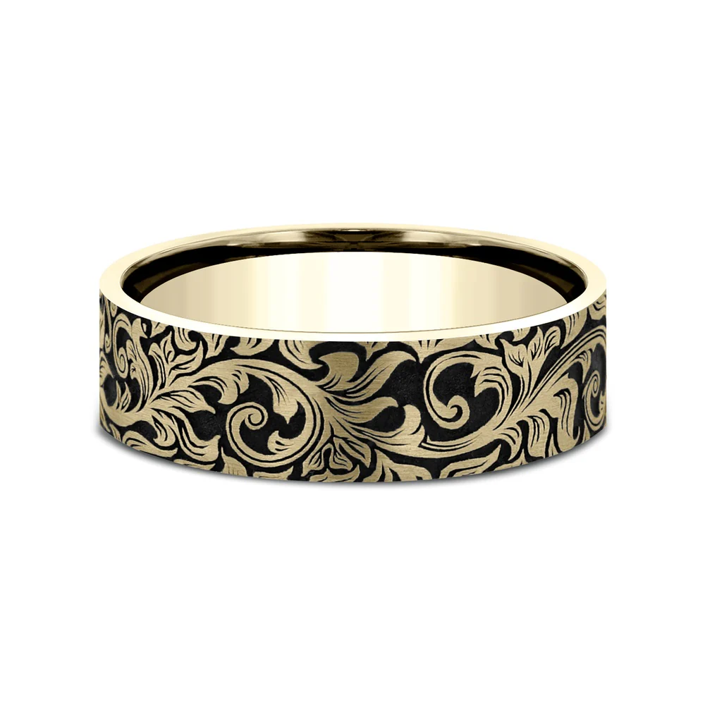 The Overlord Men's Wedding Band in 14K Yellow Gold - 8mm Width by Benchmark - Image 3