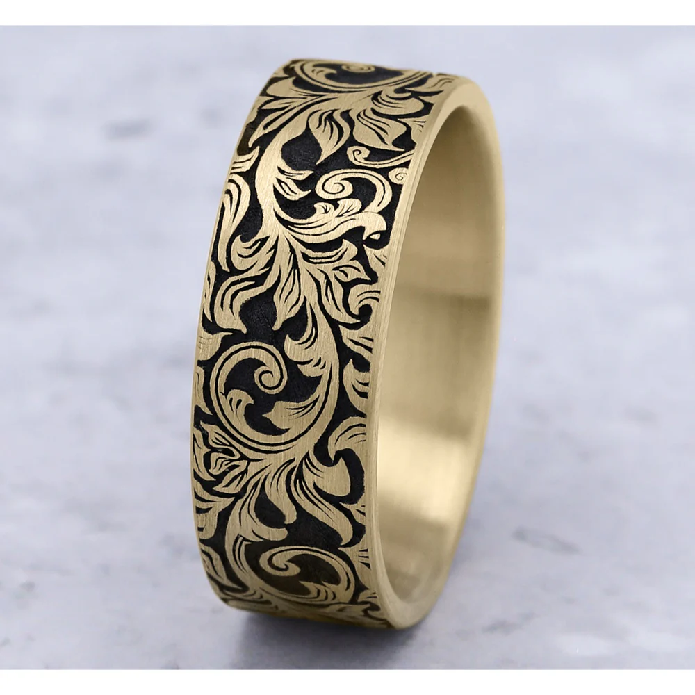 The Overlord Men's Wedding Band in 14K Yellow Gold - 8mm Width by Benchmark - Image 4