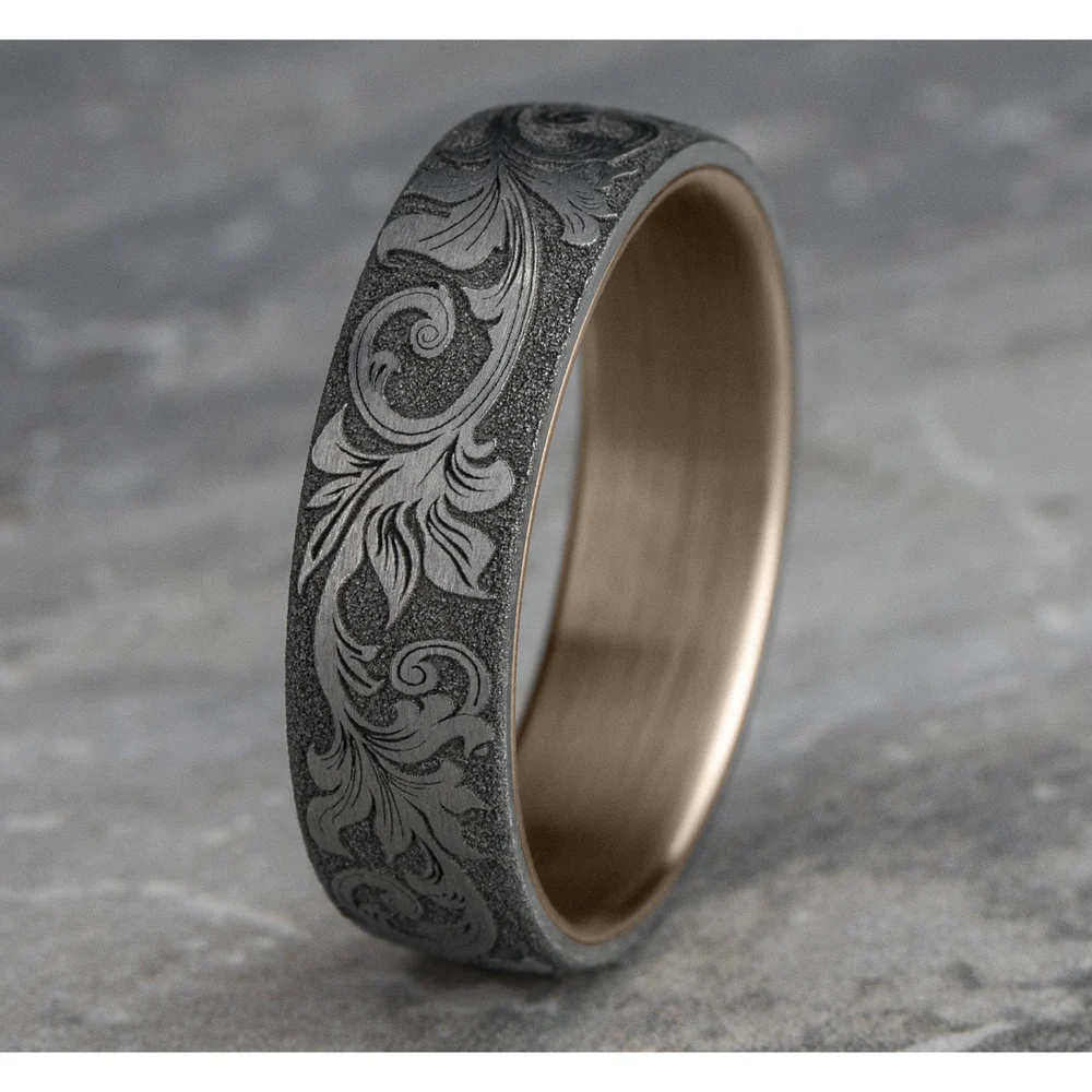 The Palace Men's Wedding Band in 14K Rose and White Gold - 6.5mm Width by Benchmark - Image 4