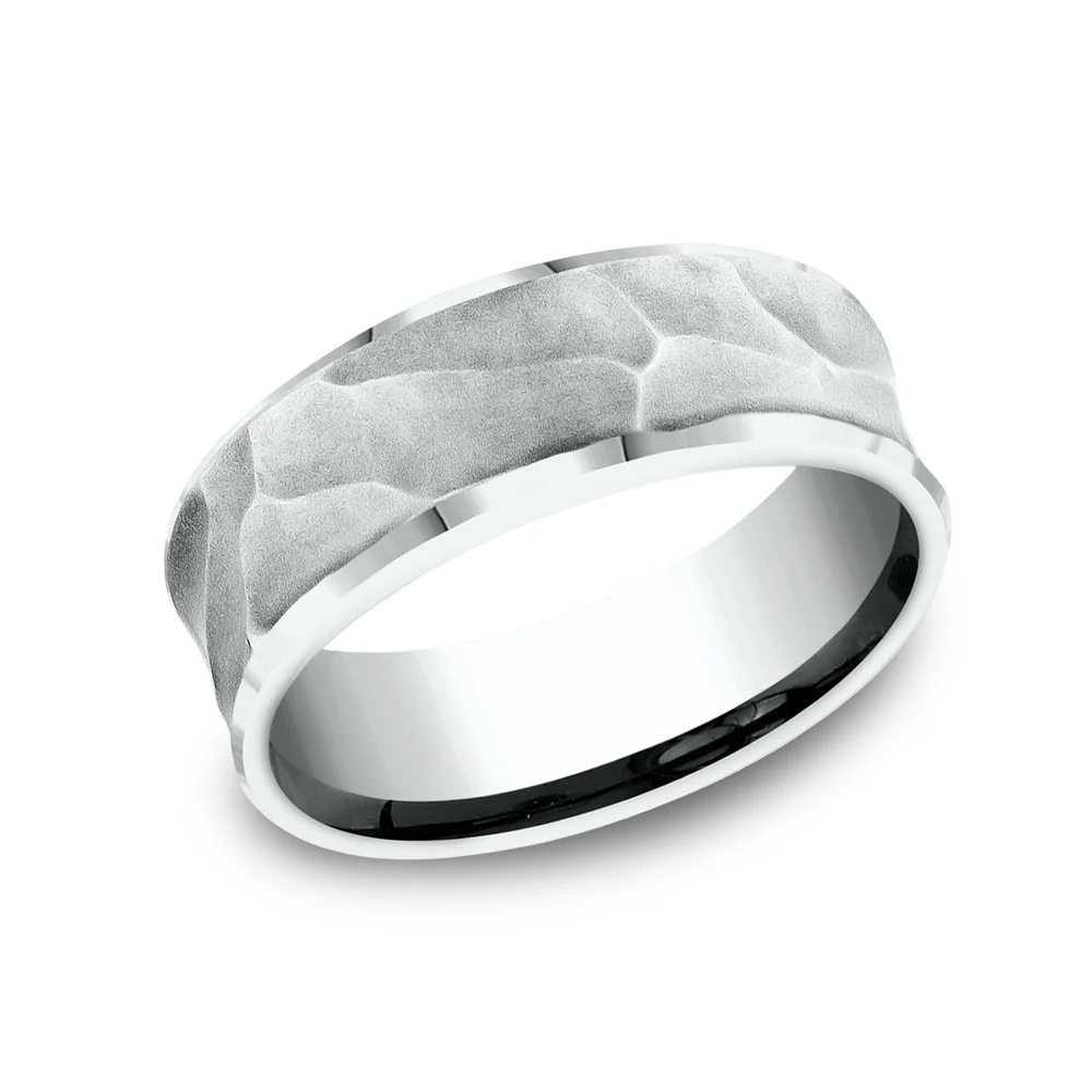 The Pharaoh Men's Wedding Band in 14K White Gold - 8mm Width by Benchmark