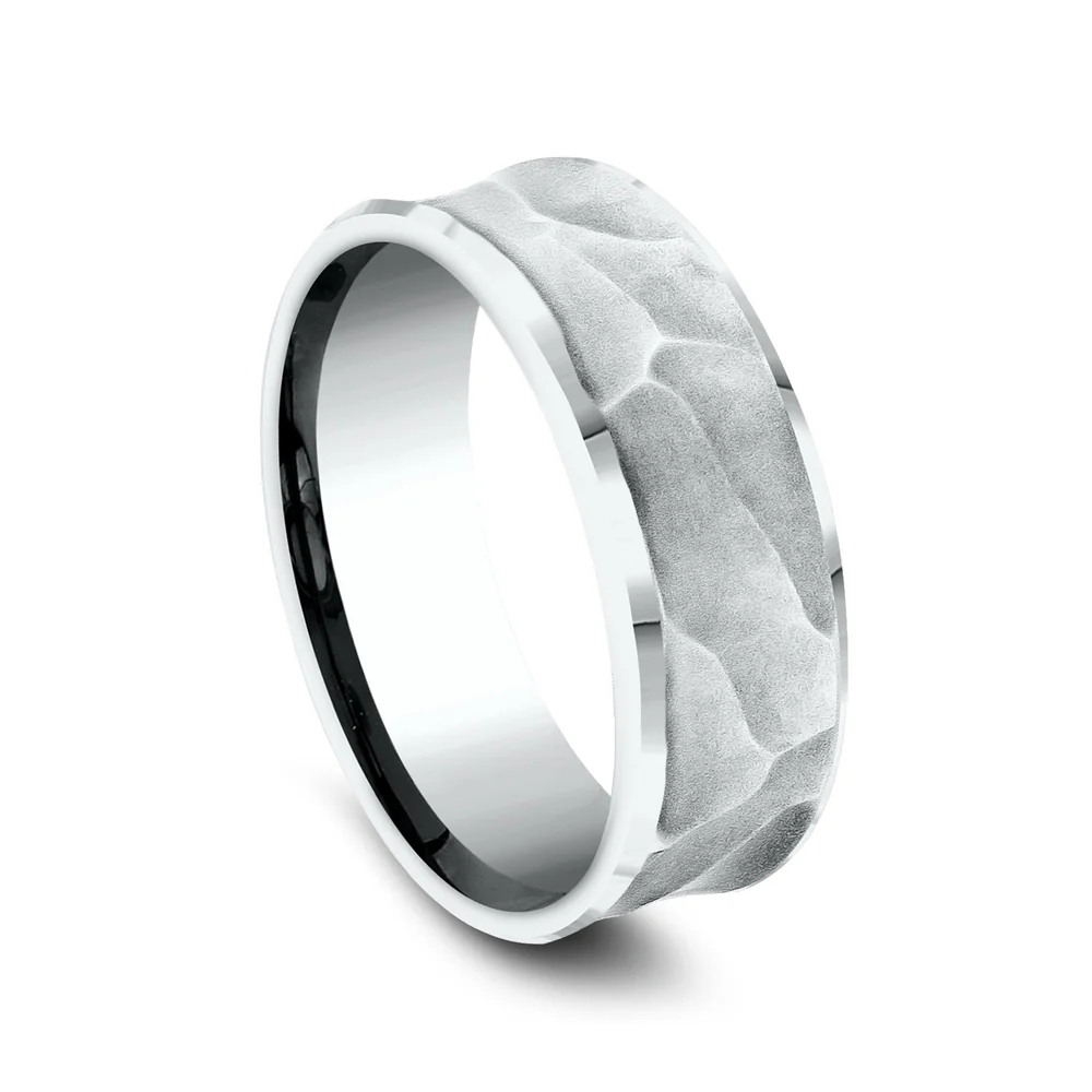 The Pharaoh Men's Wedding Band in 14K White Gold - 8mm Width by Benchmark - Image 2