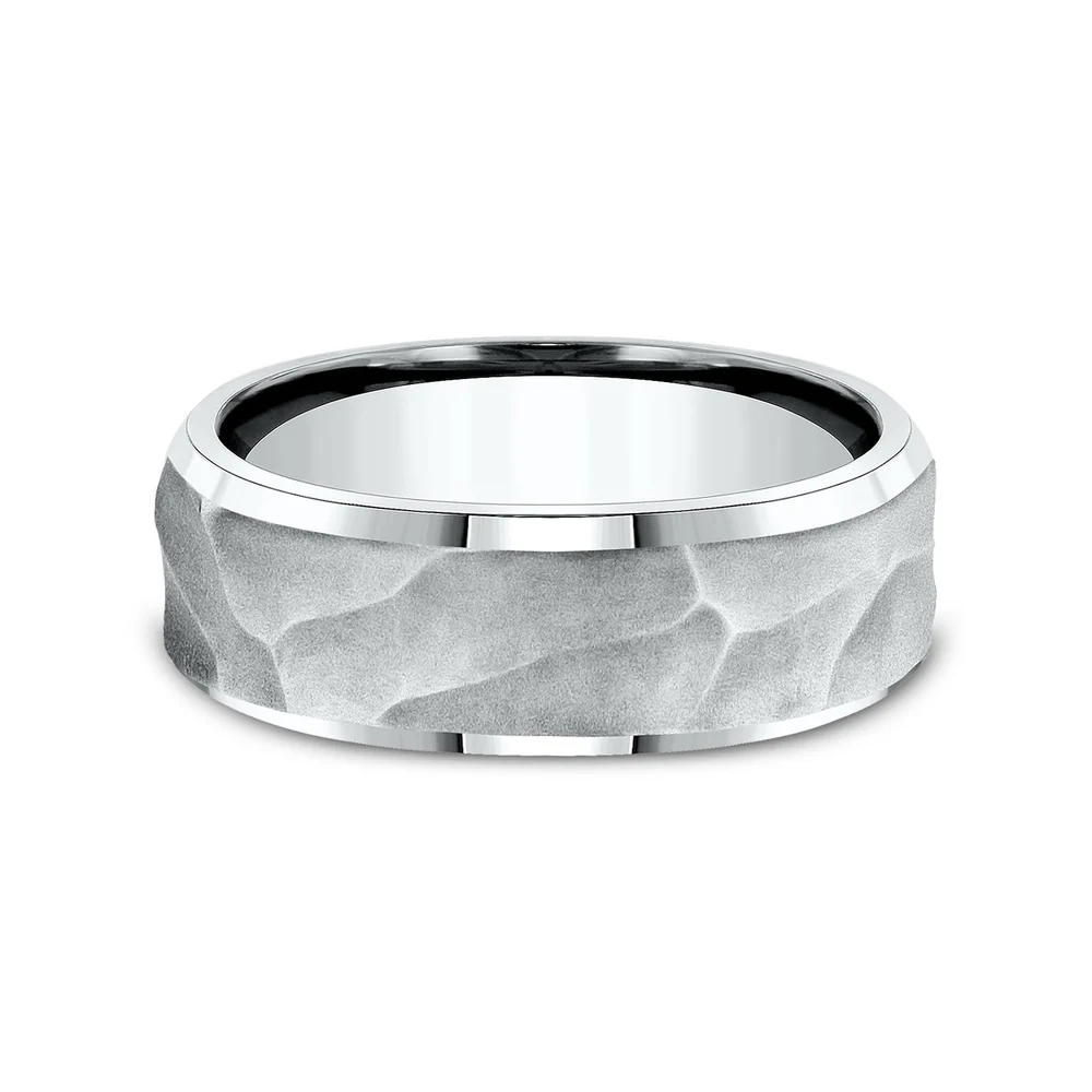 The Pharaoh Men's Wedding Band in 14K White Gold - 8mm Width by Benchmark - Image 3