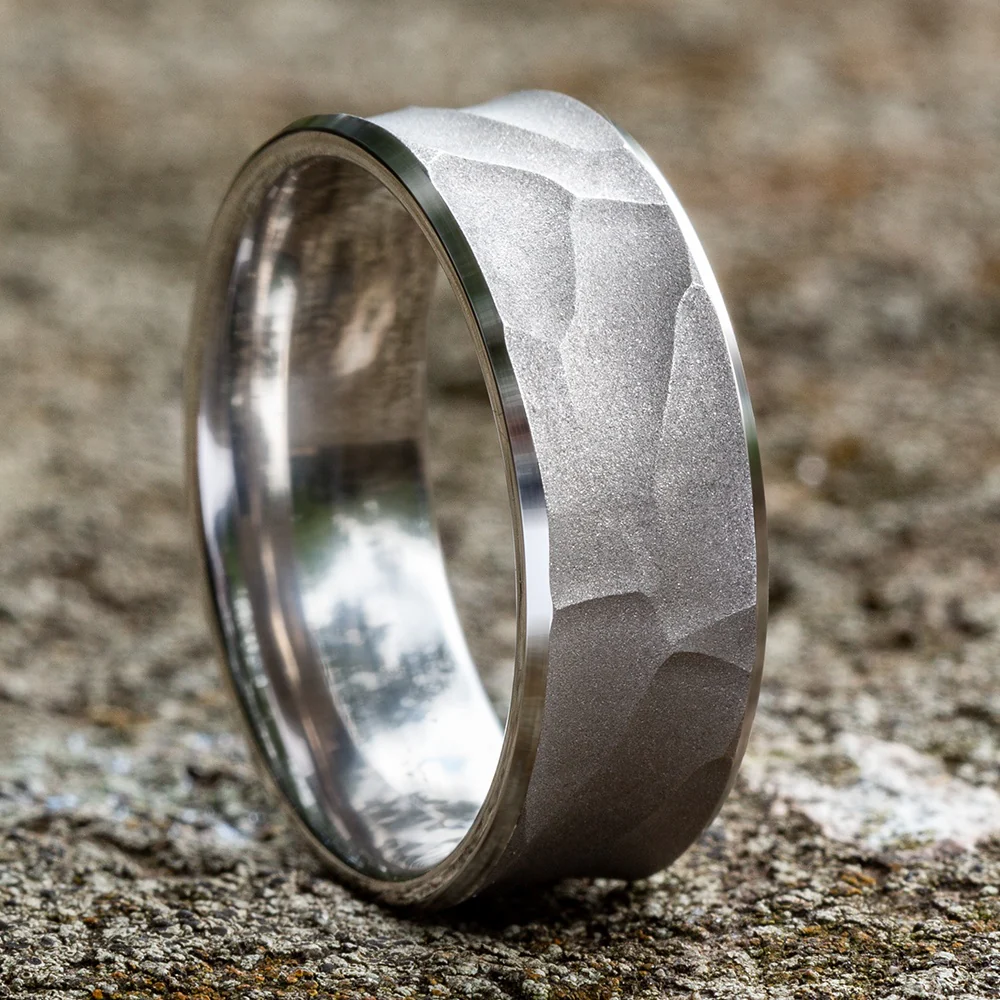 The Pharaoh Men's Wedding Band in 14K White Gold - 8mm Width by Benchmark - Image 4
