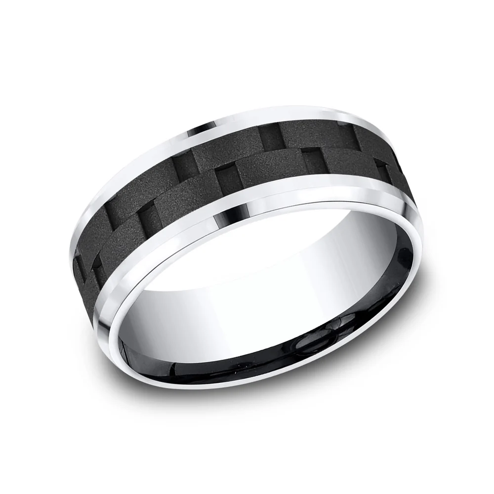 The Pilot Men's Wedding Band in Black Cobalt - 8mm Width by Forge