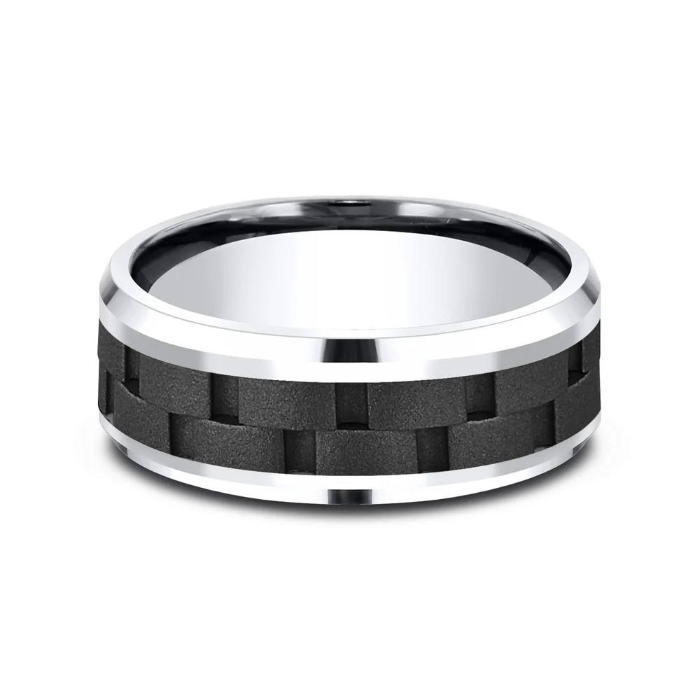 The Pilot Men's Wedding Band in Black Cobalt - 8mm Width by Forge - Image 3