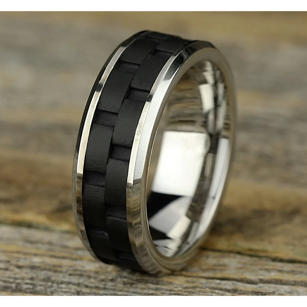 The Pilot Men's Wedding Band in Black Cobalt - 8mm Width by Forge - Image 4