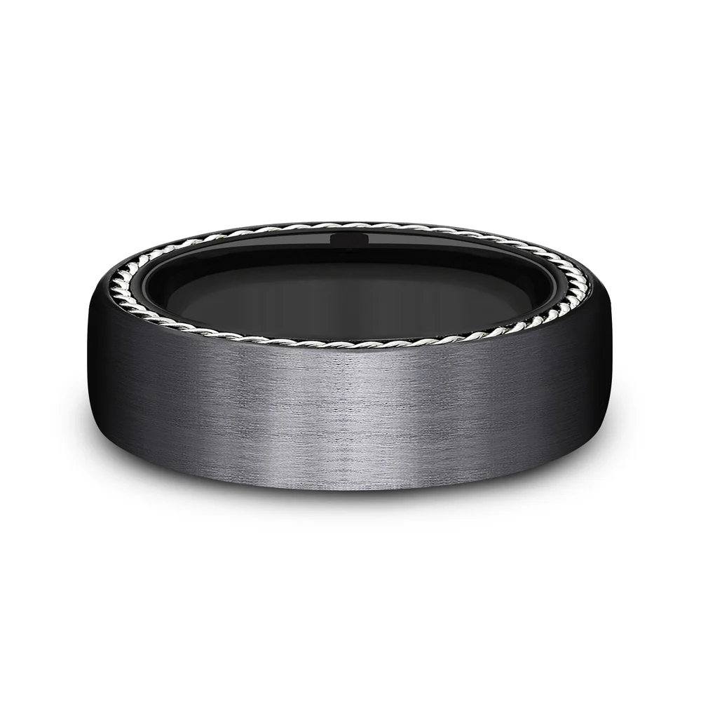 The Port Men's Wedding Band in Black Titanium - 7.5mm Width by Forge - Image 3