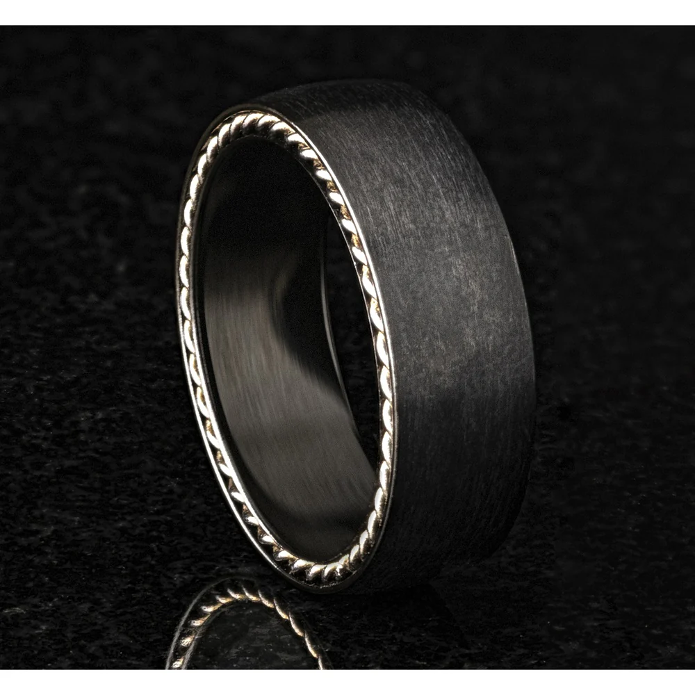 The Port Men's Wedding Band in Black Titanium - 7.5mm Width by Forge - Image 4