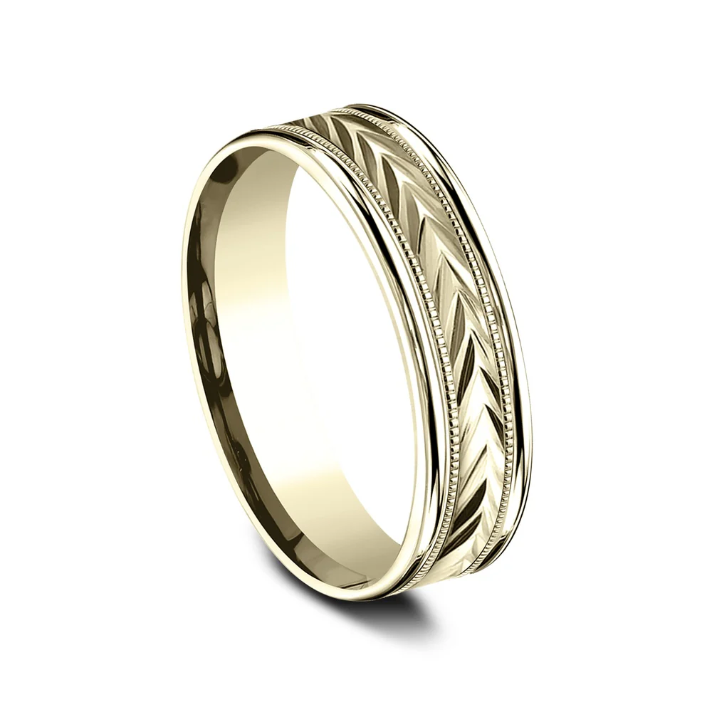 The Primor Men's Wedding Band in 14K Yellow Gold - 6mm Width by Benchmark - Image 2