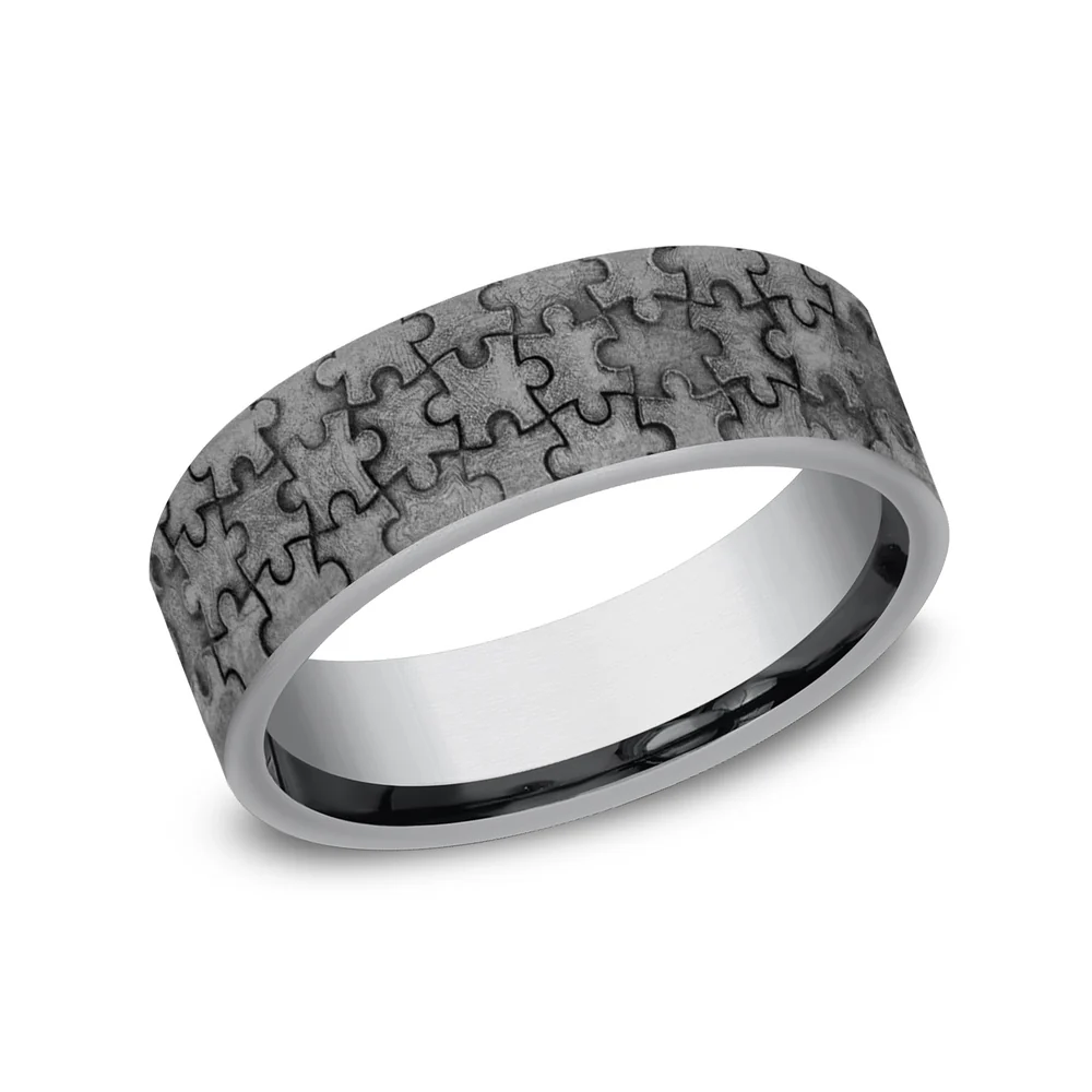The Puzzle Men's Wedding Band in Grey Tantalum - 7mm Width by Tantalum