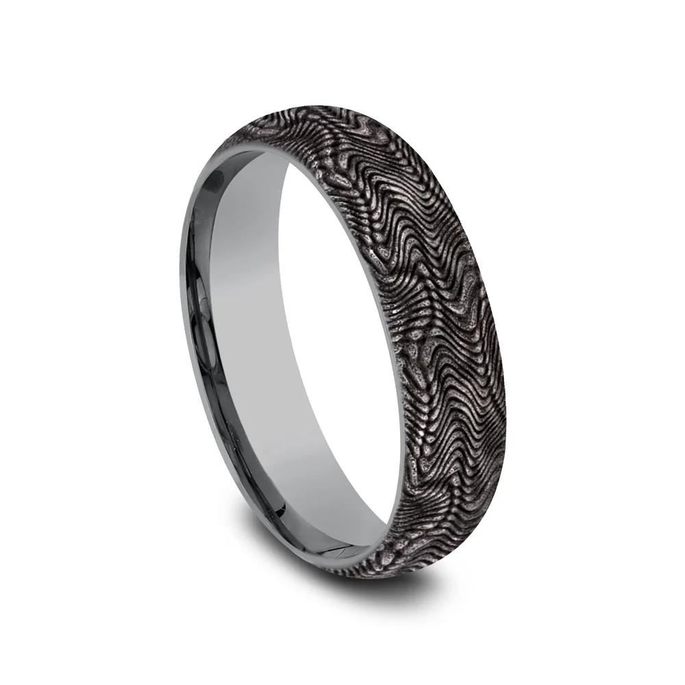 The Python Men's Wedding Band in Grey Tantalum - 6mm Width by Tantalum - Image 2