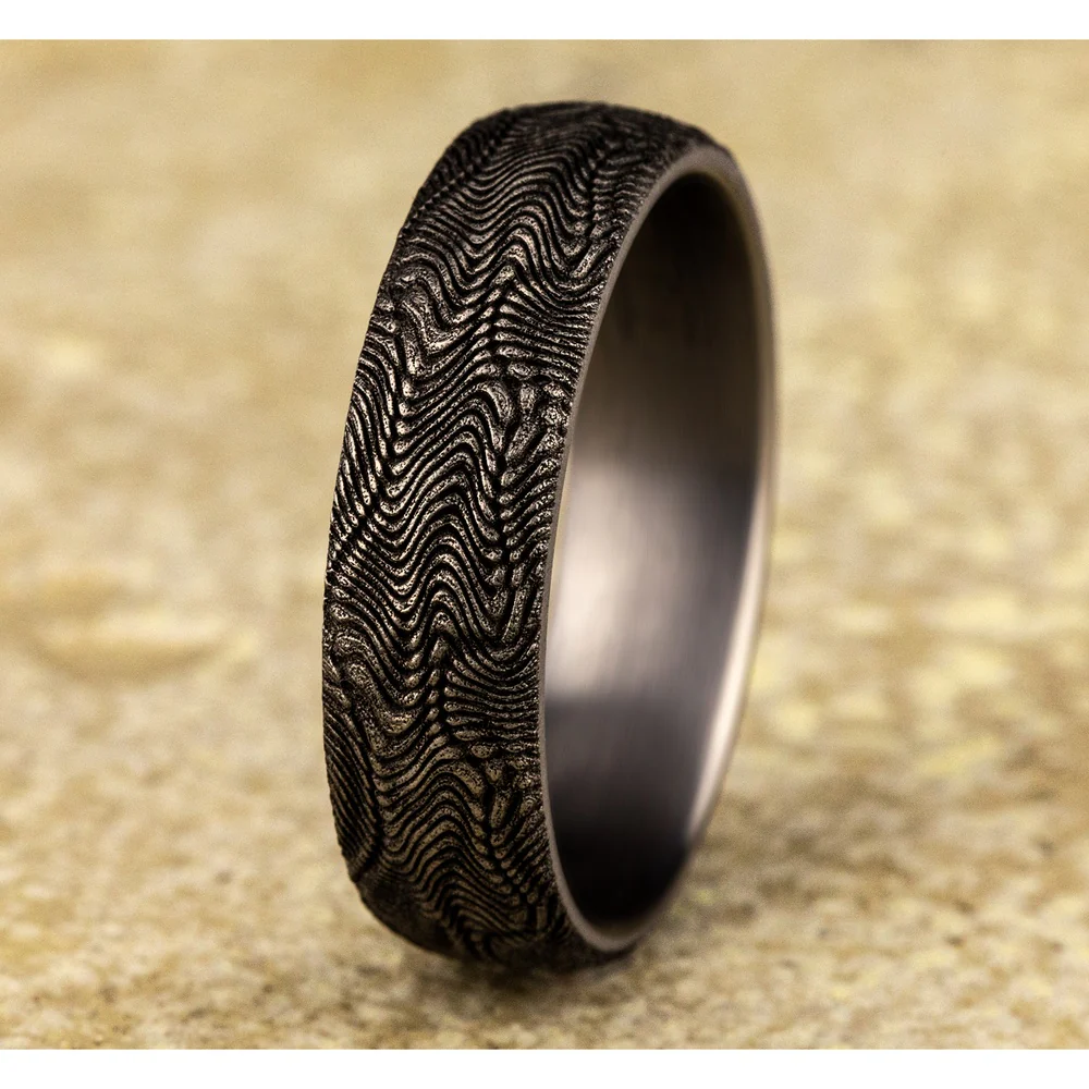 The Python Men's Wedding Band in Grey Tantalum - 6mm Width by Tantalum - Image 4