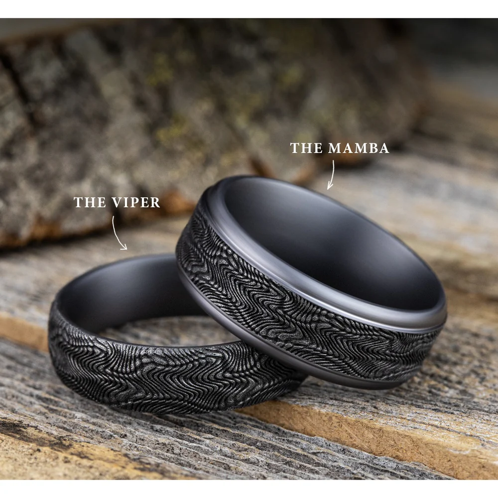 The Python Men's Wedding Band in Grey Tantalum - 6mm Width by Tantalum - Image 5
