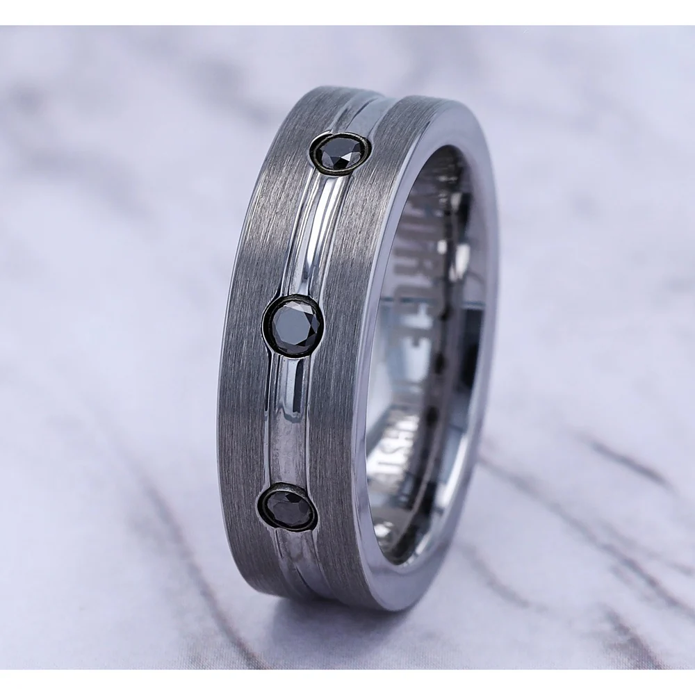 The Quincy Men's Wedding Band in Tungsten - 7mm Width by Forge - Image 4