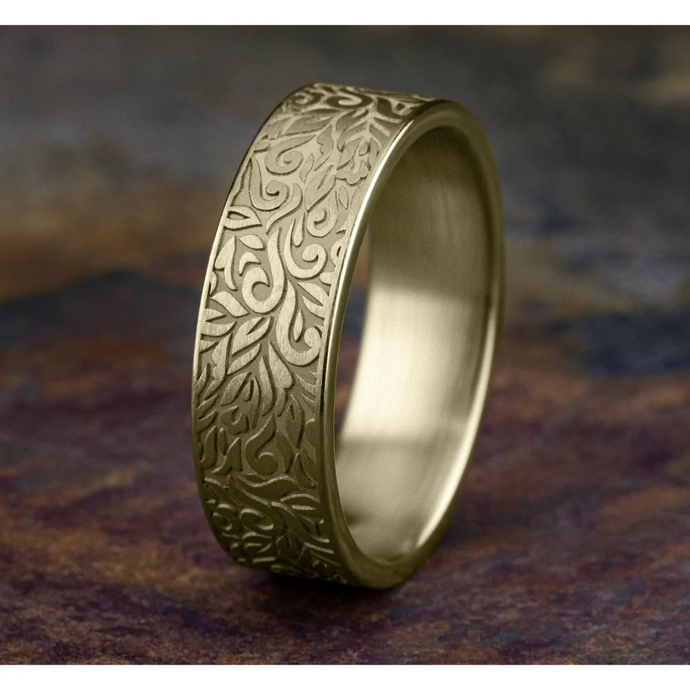 The Ranch Men's Wedding Band in 14K Yellow Gold - 7mm Width by Benchmark - Image 4