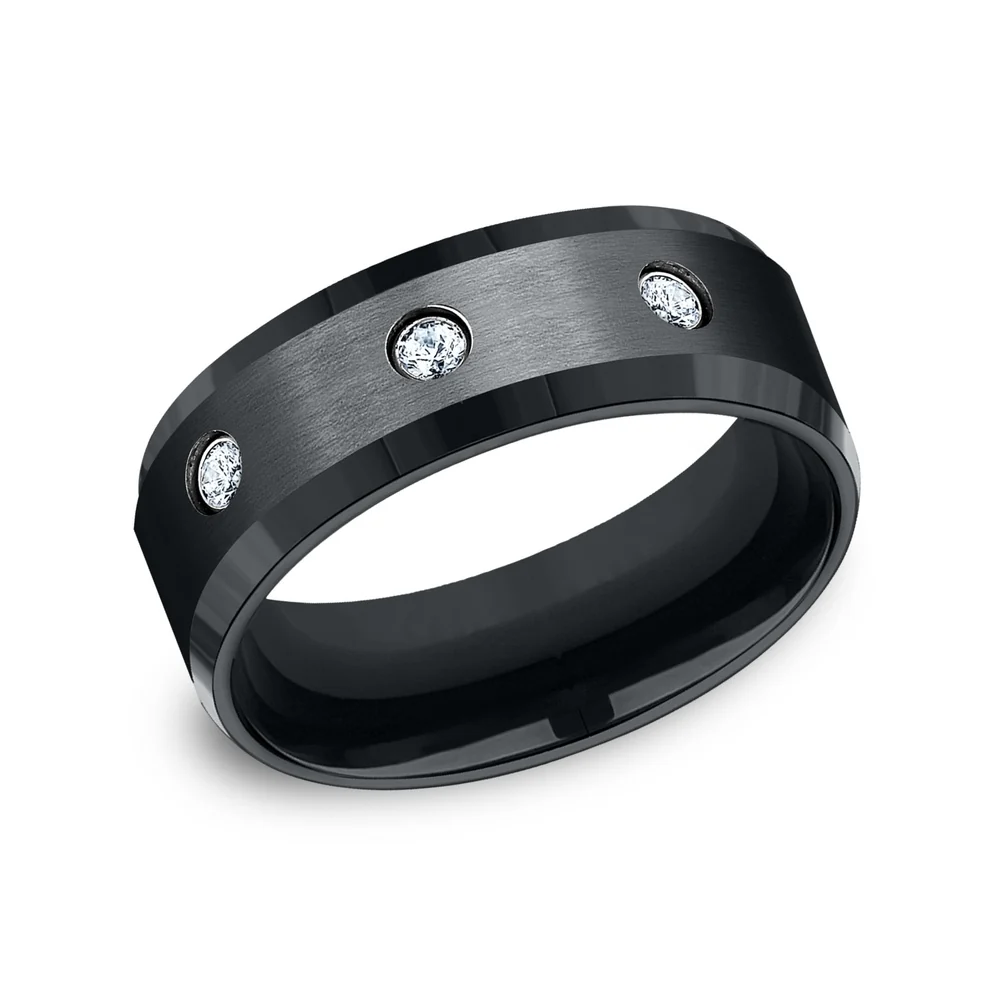 The Reagan Men's Wedding Band in Black Cobalt - 8mm Width by Forge