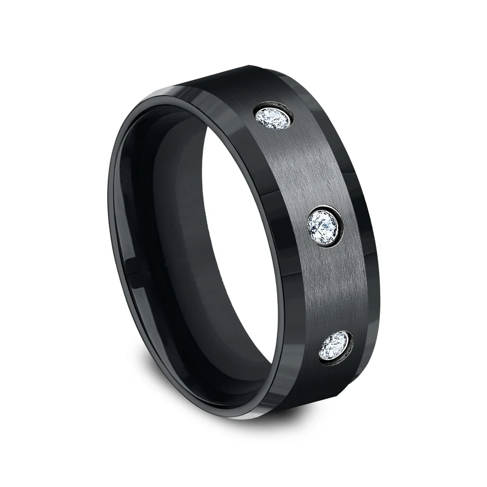 The Reagan Men's Wedding Band in Black Cobalt - 8mm Width by Forge - Image 2
