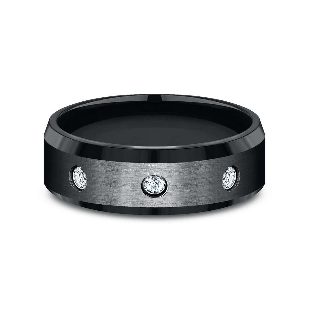 The Reagan Men's Wedding Band in Black Cobalt - 8mm Width by Forge - Image 3
