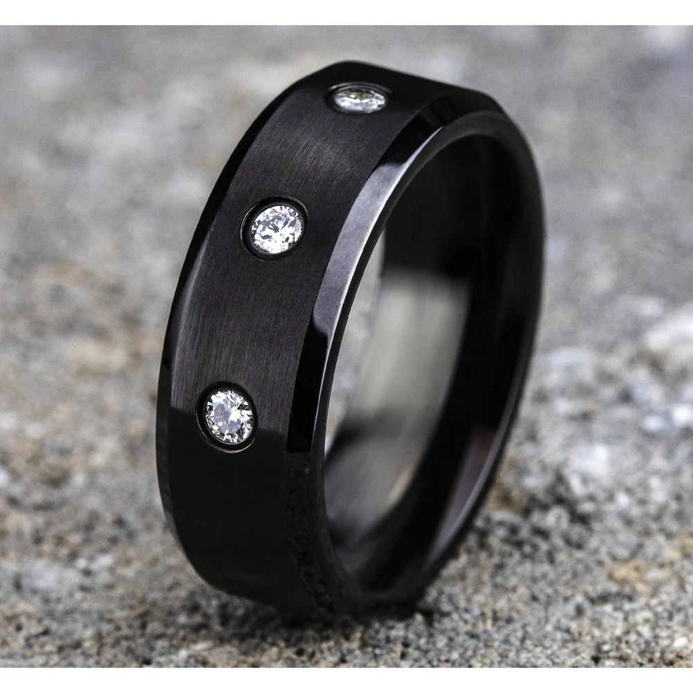 The Reagan Men's Wedding Band in Black Cobalt - 8mm Width by Forge - Image 4