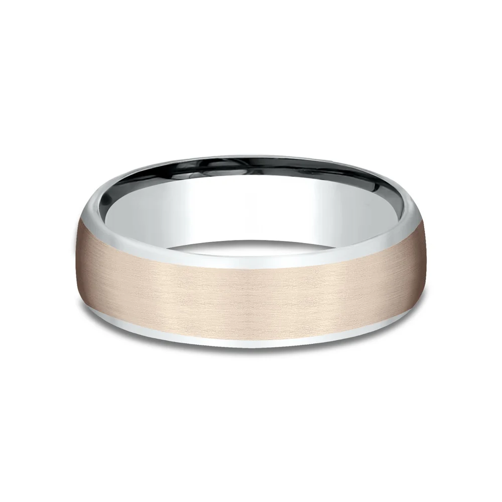 The Realm Men's Wedding Band in 14K White and Rose Gold - 6.5mm Width by Benchmark - Image 3