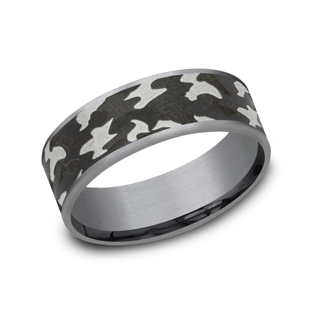 The Rebel Men's Wedding Band in Grey and Tantalum - 7.5mm Width by Tantalum