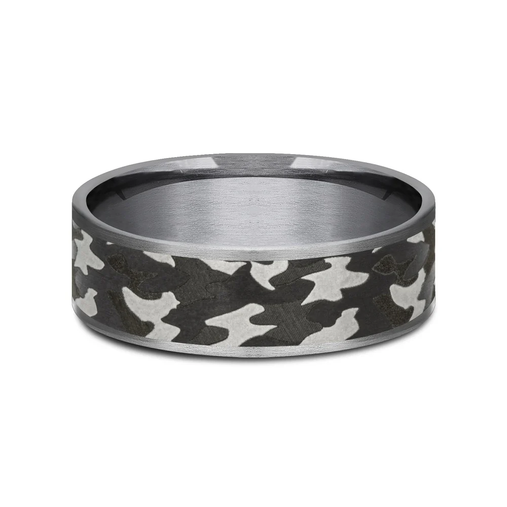 The Rebel Men's Wedding Band in Grey and Tantalum - 7.5mm Width by Tantalum - Image 3