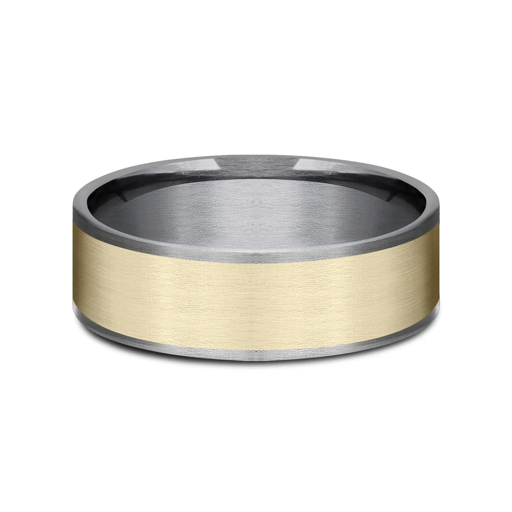 The Rembrandt Men's Wedding Band in Grey Tantalum and 14K Yellow Gold - 7.5mm Width by Ammara Stone - Image 3