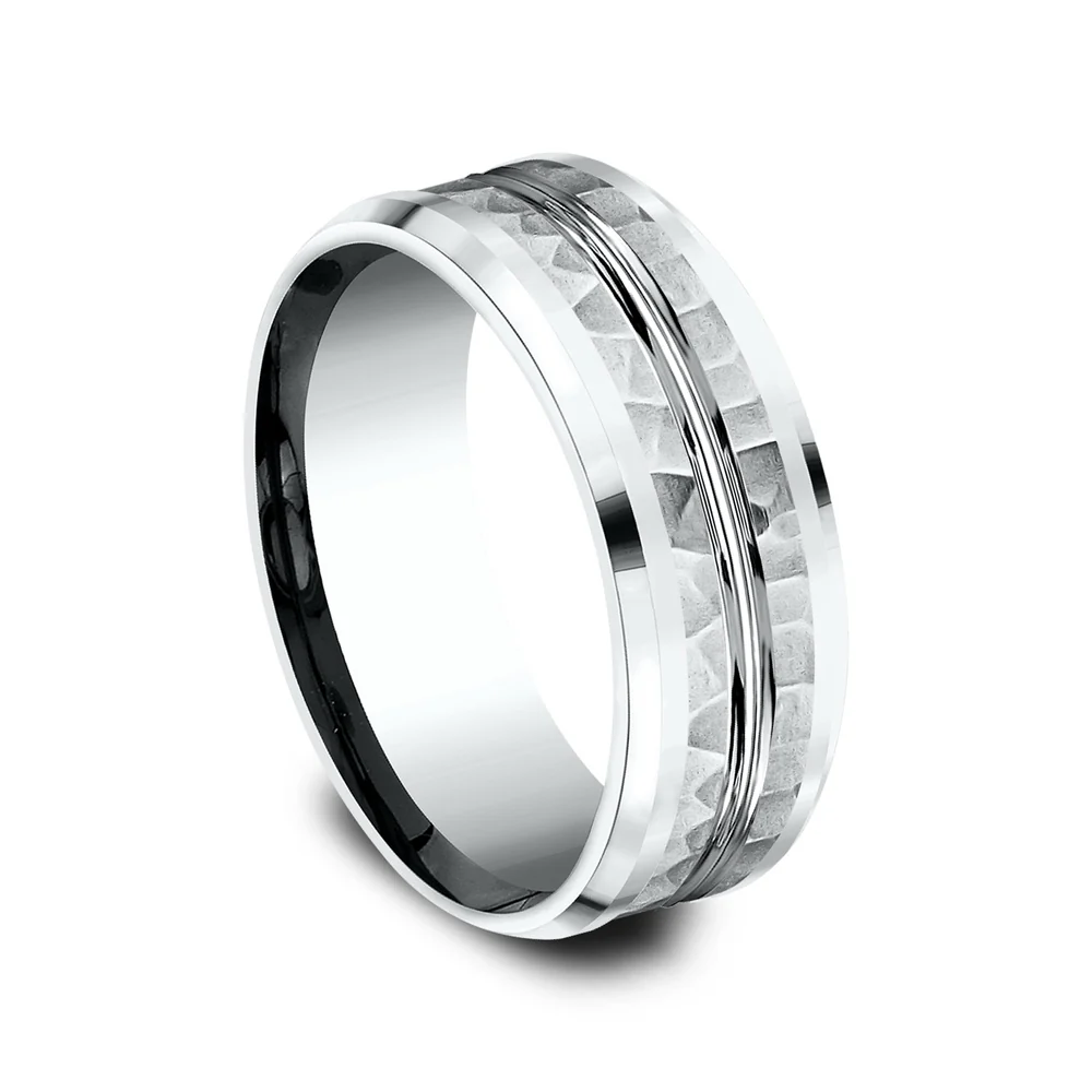 The Ridley Men's Wedding Band in 14K White Gold - 8mm Width by Benchmark - Image 2