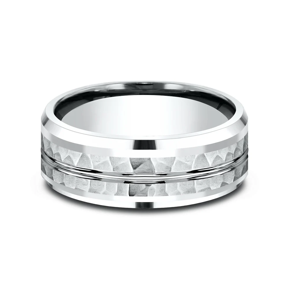 The Ridley Men's Wedding Band in 14K White Gold - 8mm Width by Benchmark - Image 3